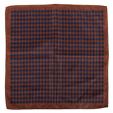 Brown & Blue Houndstooth Revival Pocket Square 34cm